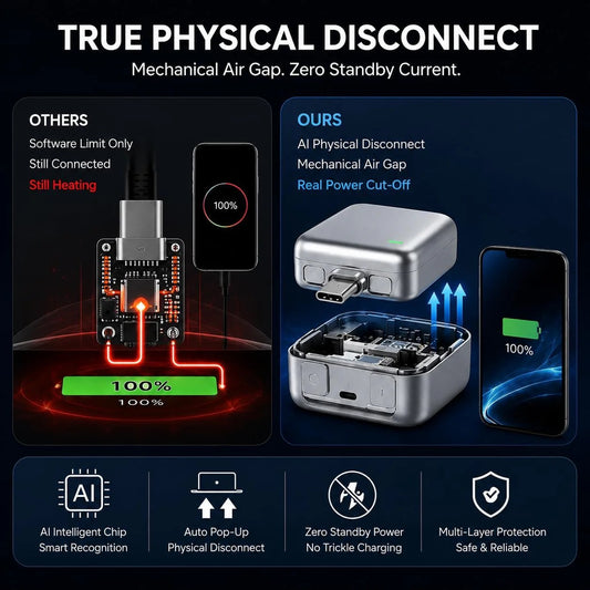 PopGuard 140W Automatic Charging Disconnector | Smart Auto Power Cut-Off Battery Guardian | Fast Charging Protector -