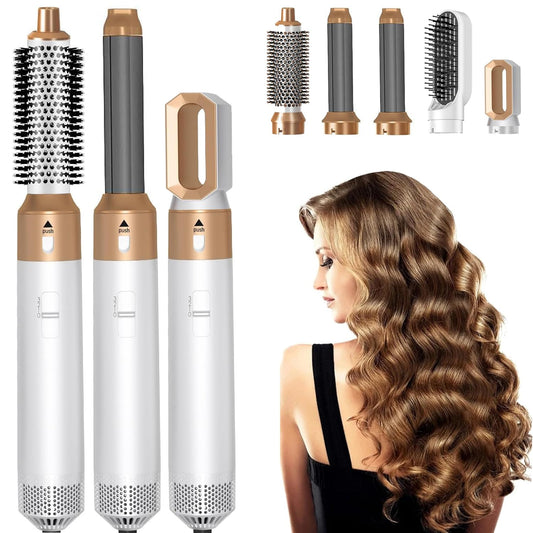 5 In 1 Hair Styler Hot Air Brush Volumizer Straightener Curler Durable Portable
