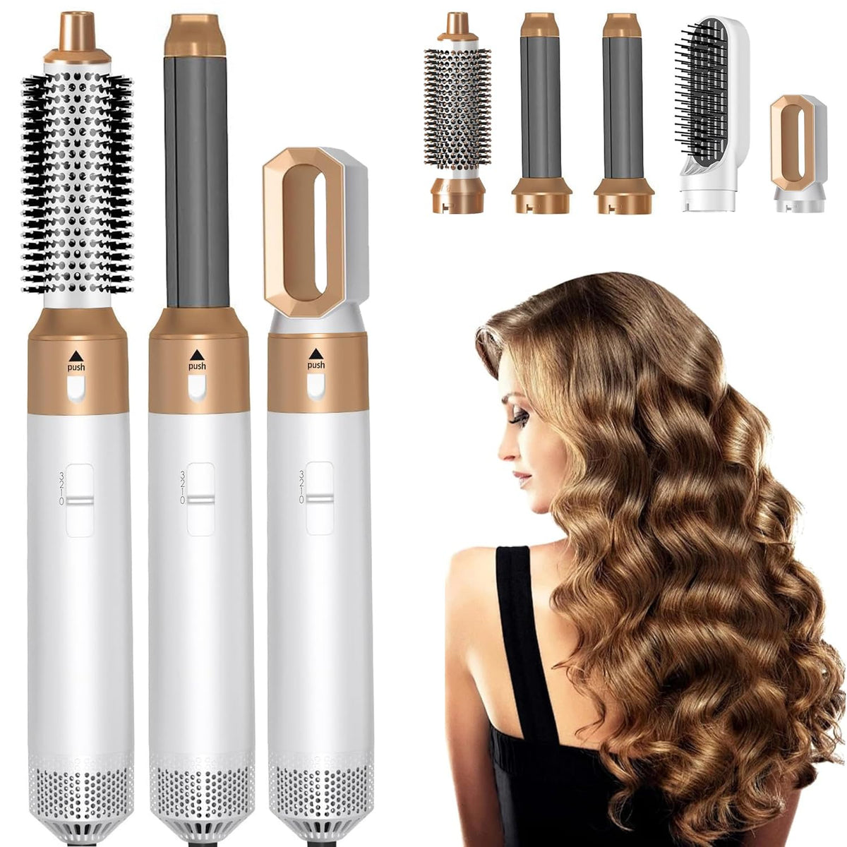 5 In 1 Hair Styler Hot Air Brush Volumizer Straightener Curler Durable Portable